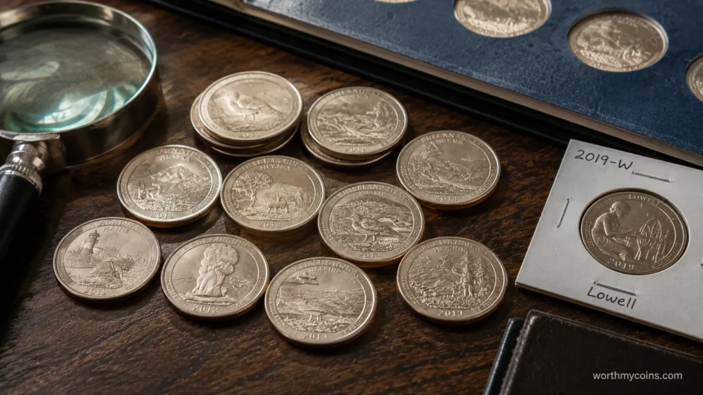 Collection of modern Washington quarters including collectible West Point issues