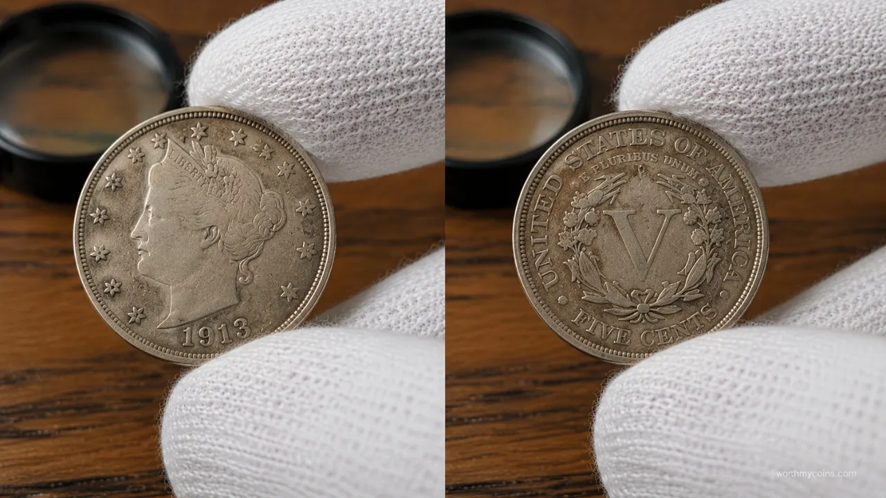 1913 Liberty Head Nickel showing the obverse and reverse of one of America's rarest collectible coins