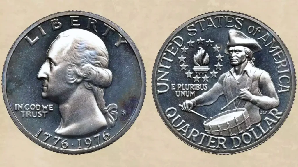Comparison of clad and 40 percent silver 1976 Bicentennial Quarters