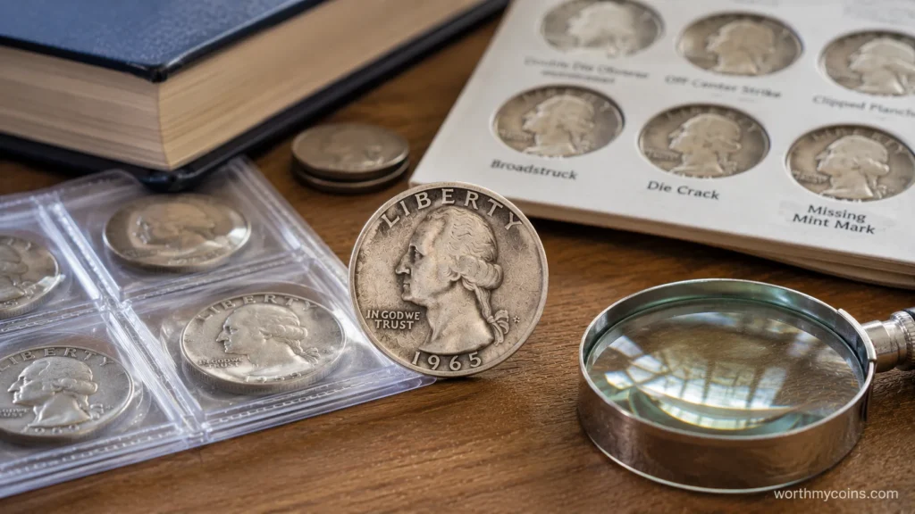 Certified Washington quarter error coins displaying several different mint error types