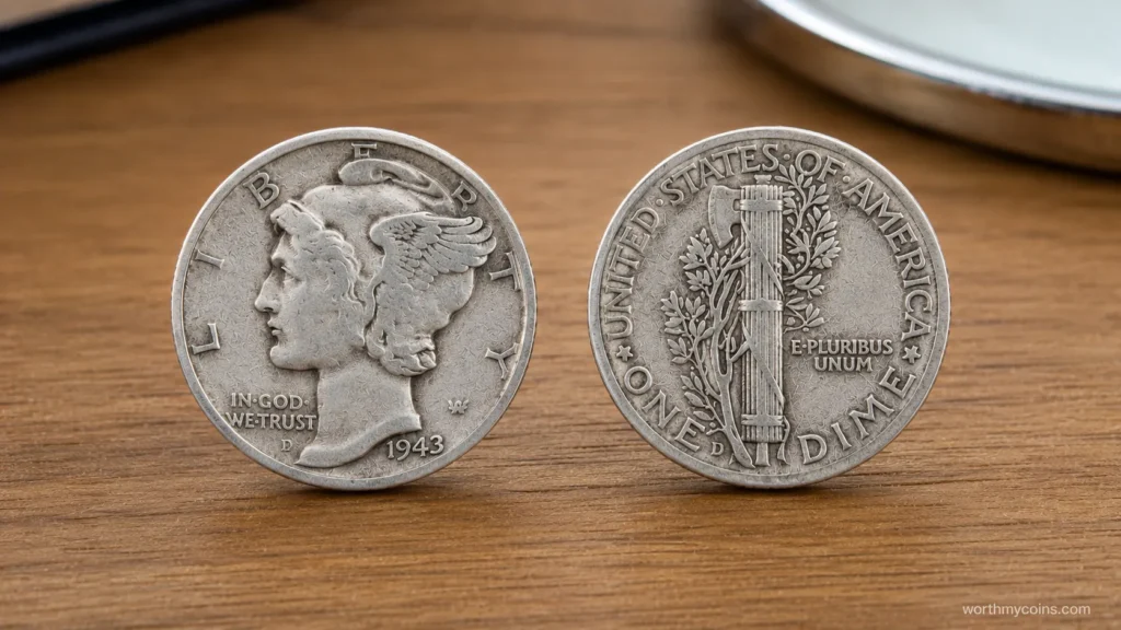 Mercury Dime reverse showing Full Bands details for grading